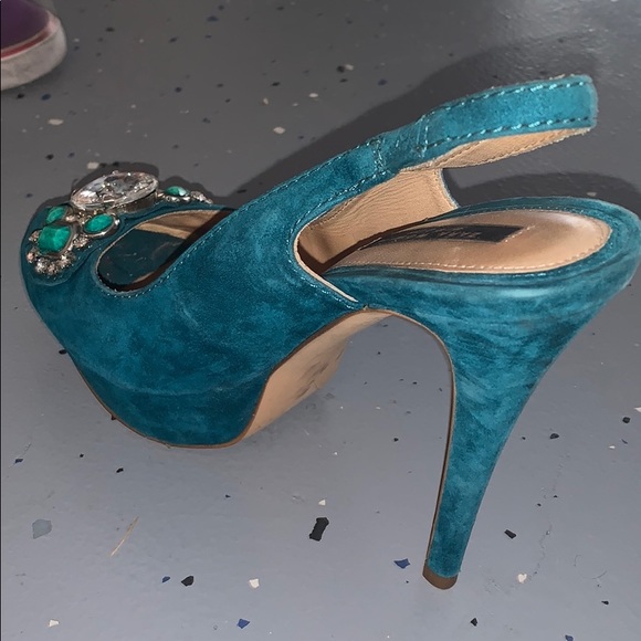 Turquoise Zara heels with jewels - Picture 6 of 6